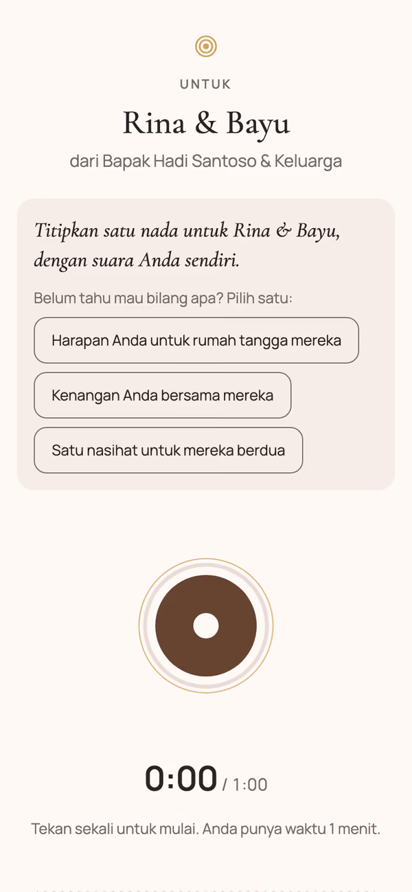 Perekam Swara sebelum mulai: sapaan dari Anda dan tiga pertanyaan pembuka