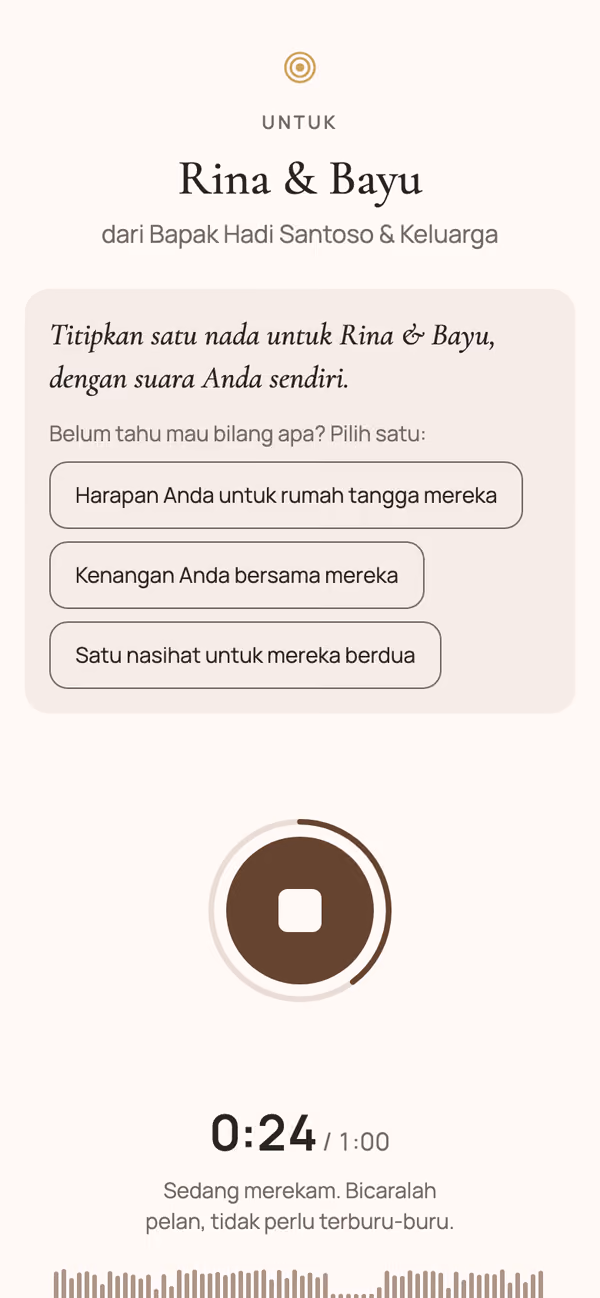 Perekam Swara di ponsel tamu, saat sedang merekam